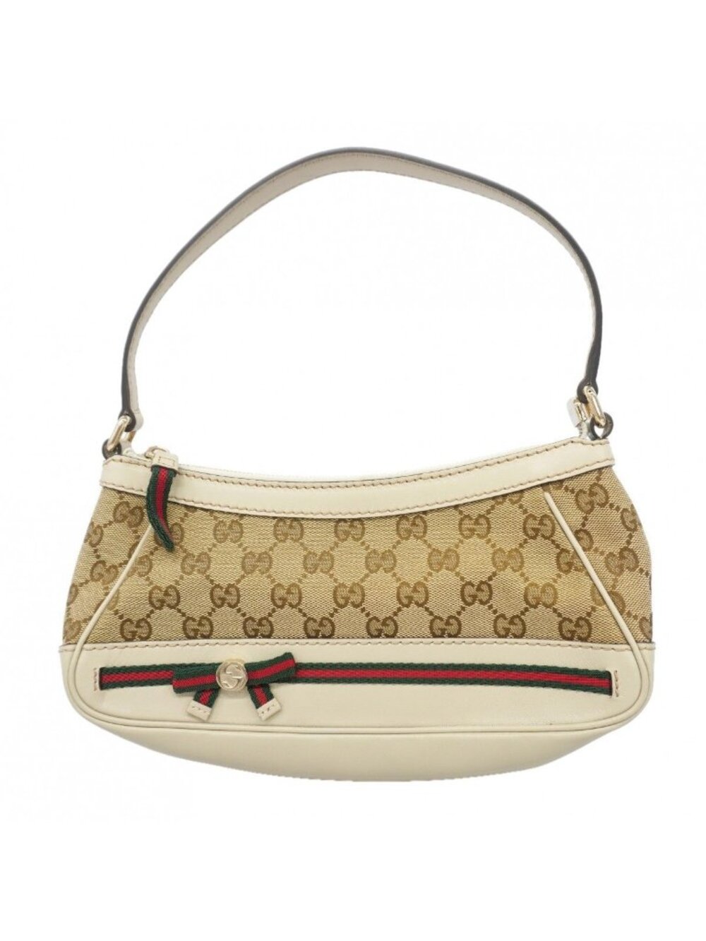 Gucci Handbag GG Canvas Sherry Line Beige Silver